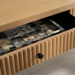 Safavieh SHELBIE 1 Drawer Reeded Desk – Modern Stylish Workspace with Smooth-Glide Drawer & Spacious Surface Oak / Black SFV2211A
