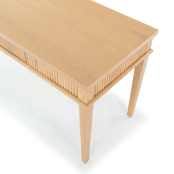 Safavieh Shelbie 1 Drawer Reeded Desk - Elegant Modern Design With Stylish Accents For Your Workspace Oak ,Black Wood ,Polyester Resin Drawer Fronts ,Metal Sfv2211a