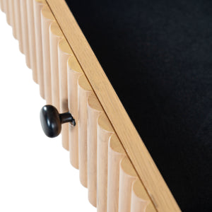 Safavieh Shelbie 1 Drawer Reeded Desk - Elegant Modern Design With Stylish Accents For Your Workspace Oak ,Black Wood ,Polyester Resin Drawer Fronts ,Metal Sfv2211a