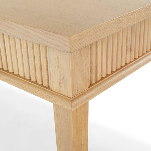 Safavieh Shelbie 1 Drawer Reeded Desk - Elegant Modern Design With Stylish Accents For Your Workspace Oak ,Black Wood ,Polyester Resin Drawer Fronts ,Metal Sfv2211a