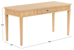 Safavieh Shelbie 1 Drawer Reeded Desk - Elegant Modern Design With Stylish Accents For Your Workspace Oak ,Black Wood ,Polyester Resin Drawer Fronts ,Metal Sfv2211a