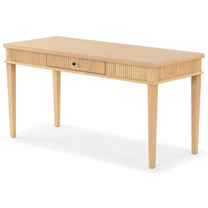 Safavieh Shelbie 1 Drawer Reeded Desk - Elegant Modern Design With Stylish Accents For Your Workspace Oak ,Black Wood ,Polyester Resin Drawer Fronts ,Metal Sfv2211a