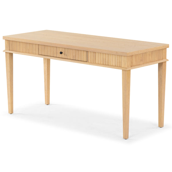 Safavieh Shelbie 1 Drawer Reeded Desk - Elegant Modern Design With Stylish Accents For Your Workspace Oak ,Black Wood ,Polyester Resin Drawer Fronts ,Metal Sfv2211a