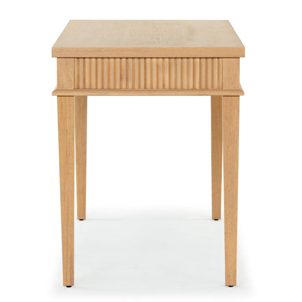 Safavieh Shelbie 1 Drawer Reeded Desk - Elegant Modern Design With Stylish Accents For Your Workspace Oak ,Black Wood ,Polyester Resin Drawer Fronts ,Metal Sfv2211a