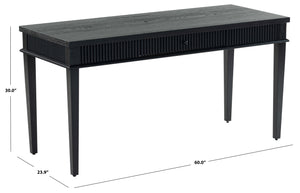 Safavieh Shelbie 1 Drawer Reeded Desk - Elegant Modern Design With Stylish Accents For Your Workspace Black ,Black Wood ,Polyester Resin Drawer Fronts ,Metal Sfv2211b