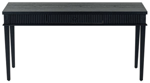 Safavieh Shelbie 1 Drawer Reeded Desk - Elegant Modern Design With Stylish Accents For Your Workspace Black ,Black Wood ,Polyester Resin Drawer Fronts ,Metal Sfv2211b