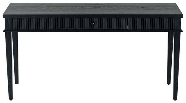 Safavieh Shelbie 1 Drawer Reeded Desk - Elegant Modern Design With Stylish Accents For Your Workspace Black ,Black Wood ,Polyester Resin Drawer Fronts ,Metal Sfv2211b