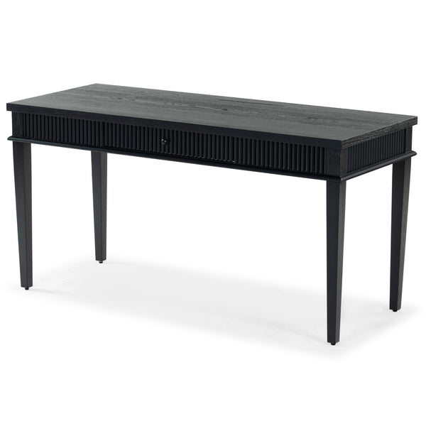 Safavieh Shelbie 1 Drawer Reeded Desk - Elegant Modern Design With Stylish Accents For Your Workspace Black ,Black Wood ,Polyester Resin Drawer Fronts ,Metal Sfv2211b