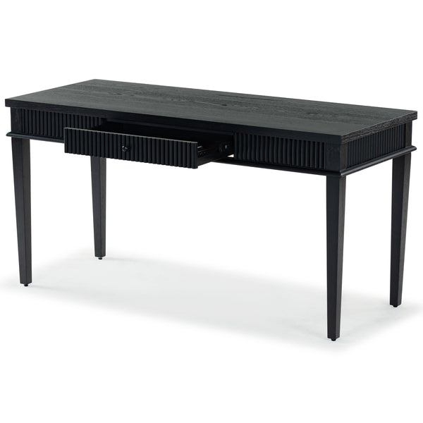 Safavieh Shelbie 1 Drawer Reeded Desk - Elegant Modern Design With Stylish Accents For Your Workspace Black ,Black Wood ,Polyester Resin Drawer Fronts ,Metal Sfv2211b