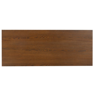 Safavieh Shelbie 1 Drawer Reeded Desk - Elegant Modern Design With Stylish Accents For Your Workspace Medium Oak ,Black Wood ,Polyester Resin Drawer Fronts ,Metal Sfv2211c