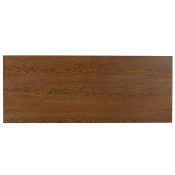 Safavieh Shelbie 1 Drawer Reeded Desk - Elegant Modern Design With Stylish Accents For Your Workspace Medium Oak ,Black Wood ,Polyester Resin Drawer Fronts ,Metal Sfv2211c