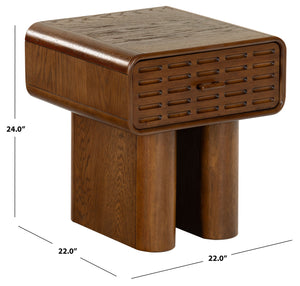 Safavieh Torricelli 1 Drawer Wood Nightstand In Medium Oak - Elegant & Versatile Bedroom Accent Piece Medium Oak Wood Sfv2212a