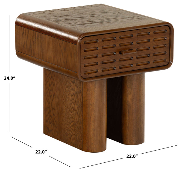 Safavieh Torricelli 1 Drawer Wood Nightstand In Medium Oak - Elegant & Versatile Bedroom Accent Piece Medium Oak Wood Sfv2212a