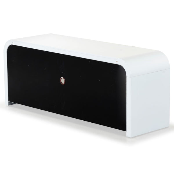 Safavieh Liabella 3 Drawer Curved Media Stand - Elegant Storage Solution For Modern Living Room Decor White Wood ,Metal Sfv2213a