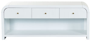 Safavieh Liabella 3 Drawer Curved Media Stand - Elegant Storage Solution For Modern Living Room Decor White Wood ,Metal Sfv2213a