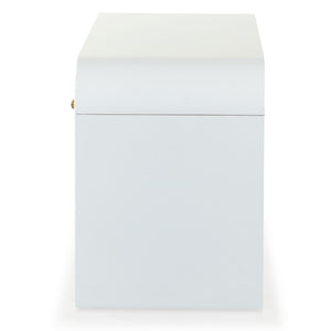 Safavieh Liabella 3 Drawer Curved Media Stand - Elegant Storage Solution For Modern Living Room Decor White Wood ,Metal Sfv2213a