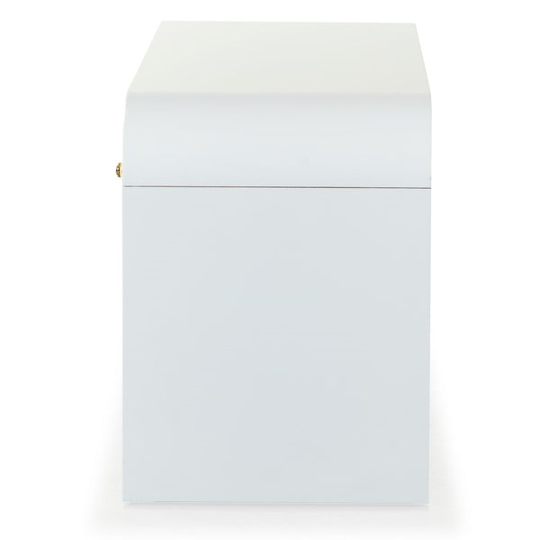 Safavieh Liabella 3 Drawer Curved Media Stand - Elegant Storage Solution For Modern Living Room Decor White Wood ,Metal Sfv2213a