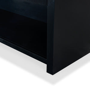 Safavieh Liabella 3 Drawer Curved Media Stand - Elegant Storage Solution For Modern Living Room Decor Black Wood ,Metal Sfv2213b