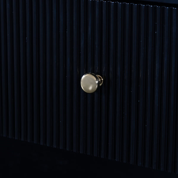 Safavieh Liabella 3 Drawer Curved Media Stand - Elegant Storage Solution For Modern Living Room Decor Black Wood ,Metal Sfv2213b