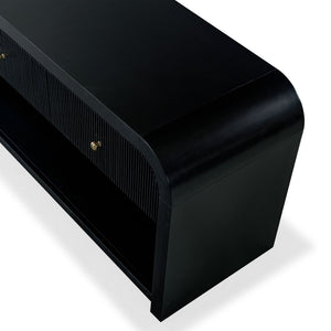 Safavieh Liabella 3 Drawer Curved Media Stand - Elegant Storage Solution For Modern Living Room Decor Black Wood ,Metal Sfv2213b