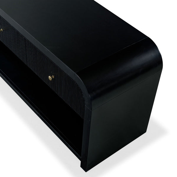 Safavieh Liabella 3 Drawer Curved Media Stand - Elegant Storage Solution For Modern Living Room Decor Black Wood ,Metal Sfv2213b