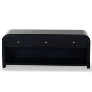 Safavieh Liabella 3 Drawer Curved Media Stand - Elegant Storage Solution For Modern Living Room Decor Black Wood ,Metal Sfv2213b