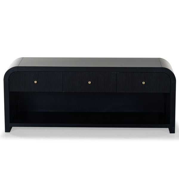 Safavieh Liabella 3 Drawer Curved Media Stand - Elegant Storage Solution For Modern Living Room Decor Black Wood ,Metal Sfv2213b