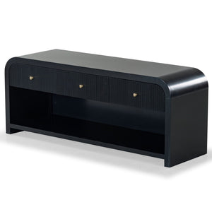 Safavieh Liabella 3 Drawer Curved Media Stand - Elegant Storage Solution For Modern Living Room Decor Black Wood ,Metal Sfv2213b