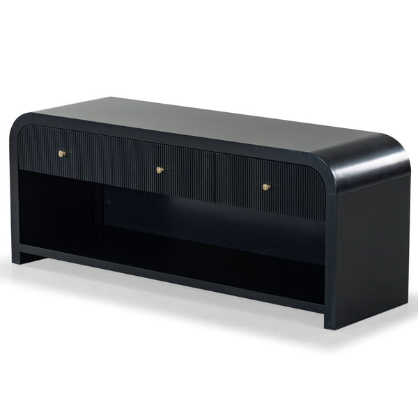 Safavieh Liabella 3 Drawer Curved Media Stand - Elegant Storage Solution For Modern Living Room Decor Black Wood ,Metal Sfv2213b