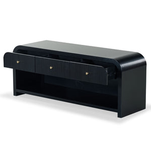 Safavieh Liabella 3 Drawer Curved Media Stand - Elegant Storage Solution For Modern Living Room Decor Black Wood ,Metal Sfv2213b