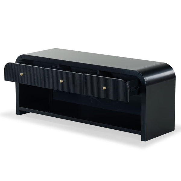 Safavieh Liabella 3 Drawer Curved Media Stand - Elegant Storage Solution For Modern Living Room Decor Black Wood ,Metal Sfv2213b