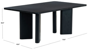 Safavieh Barnard Rectangular Wood Dining Table Seats Eight in a Matte Industrial Style Black SFV2214A-2BX
