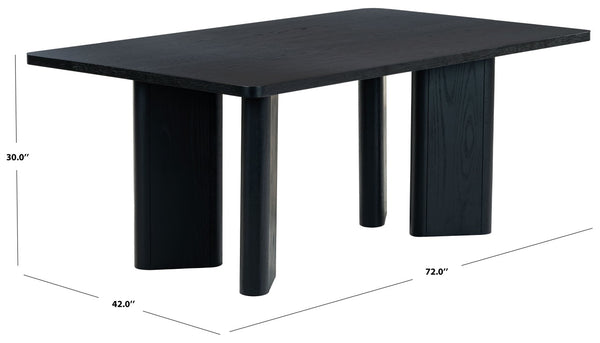 Safavieh Barnard Rectangular Wood Dining Table Seats Eight in a Matte Industrial Style Black SFV2214A-2BX