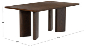 Safavieh Barnard Rectangular Wood Dining Table Seats Eight in a Matte Industrial Style Walnut SFV2214B-2BX