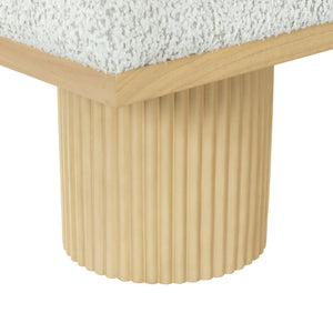 Safavieh Oneida Boucle & Reeded Leg Bench - Elegant Oak & White Design For Timeless Home Style & Comfort Oak ,White Wood ,Fabric ,Foam ,Unsaturated Polyester Resin Sfv2215a