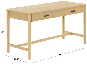 Safavieh Jaylessa Wood 2 Drawer Desk - Elegant, Functional Design For Stylish Workspaces And Organized Essentials Natural Wood ,98% ,Metal ,2% Sfv2217a