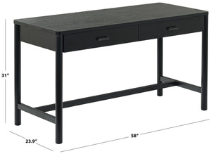 Safavieh Jaylessa Wood 2 Drawer Desk - Elegant, Functional Design For Stylish Workspaces And Organized Essentials Black Wood ,98% ,Metal ,2% Sfv2217b