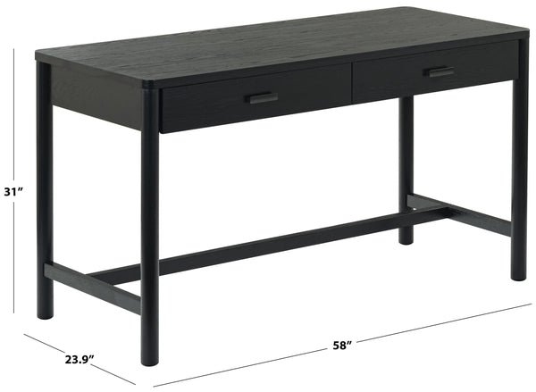 Safavieh Jaylessa Wood 2 Drawer Desk - Elegant, Functional Design For Stylish Workspaces And Organized Essentials Black Wood ,98% ,Metal ,2% Sfv2217b