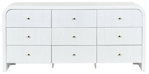 Liabella Curved 9-Drawer Dresser With Luxe Accents And Generous Storage For Glamorous Interiors