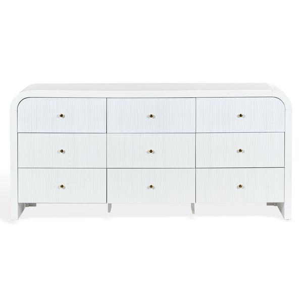 Liabella Curved 9-Drawer Dresser With Luxe Accents And Generous Storage For Glamorous Interiors