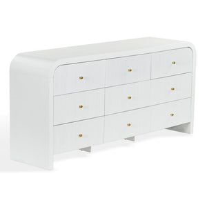 Liabella Curved 9-Drawer Dresser With Luxe Accents And Generous Storage For Glamorous Interiors