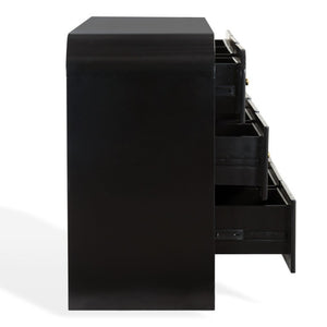 Safavieh Liabella Nine Drawer Curved Dresser Sculptural Matte Black Gold Hardware Bedroom SFV2218B