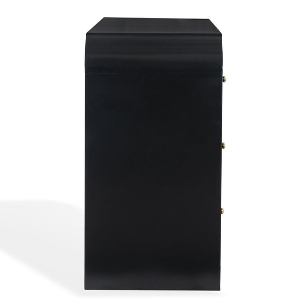 Safavieh Liabella Nine Drawer Curved Dresser Sculptural Matte Black Gold Hardware Bedroom SFV2218B