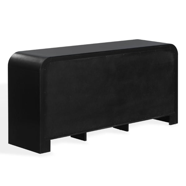 Safavieh Liabella Nine Drawer Curved Dresser Sculptural Matte Black Gold Hardware Bedroom SFV2218B