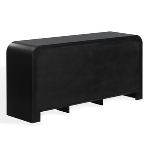 Safavieh Liabella Nine Drawer Curved Dresser Sculptural Matte Black Gold Hardware Bedroom SFV2218B