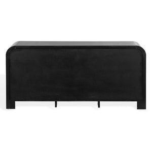 Safavieh Liabella Nine Drawer Curved Dresser Sculptural Matte Black Gold Hardware Bedroom SFV2218B