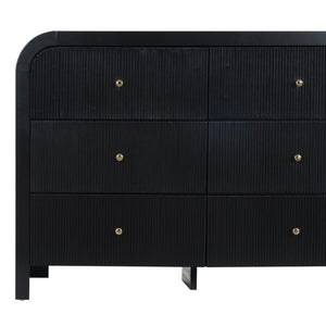 Safavieh Liabella Nine Drawer Curved Dresser Sculptural Matte Black Gold Hardware Bedroom SFV2218B