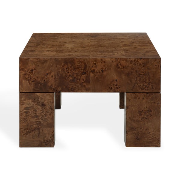 Betharose Solid Burl Wood Coffee Table With Hand-Finished Grain, Low-Profile Durable Centerpiece
