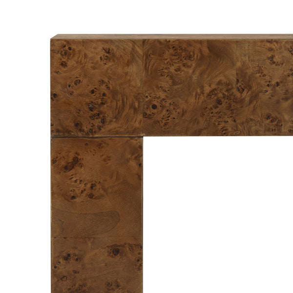 Betharose Burl Wood Console Table With Dramatic Swirl Grain — Slim Profile For Narrow Spaces And Display