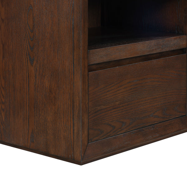 Alaura Nightstand With Natural Stone Top And Solid Wood Base — Minimalist Bedside Storage, 26"H